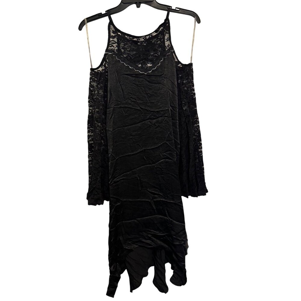 Black Cold Shoulder Lace Bell Sleeve Dress By The Edit Size M